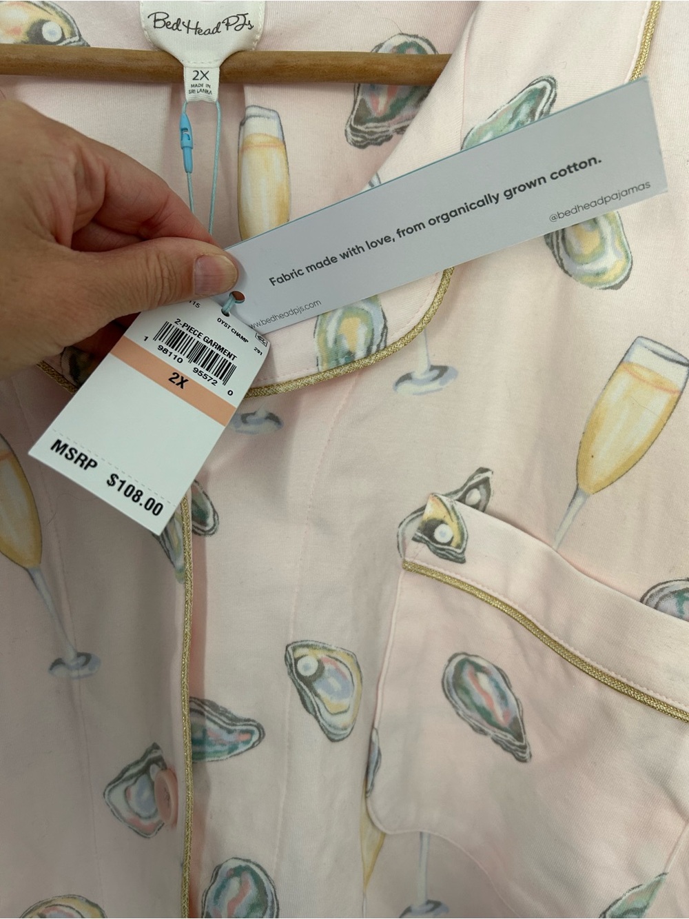 BedHead PJs Oysters & Champagne Pajama Set Pink NWT size 2x - Picture 6 of 16